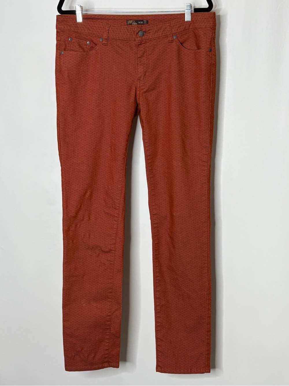 Prana straight leg Rust color Textured Pants, 14